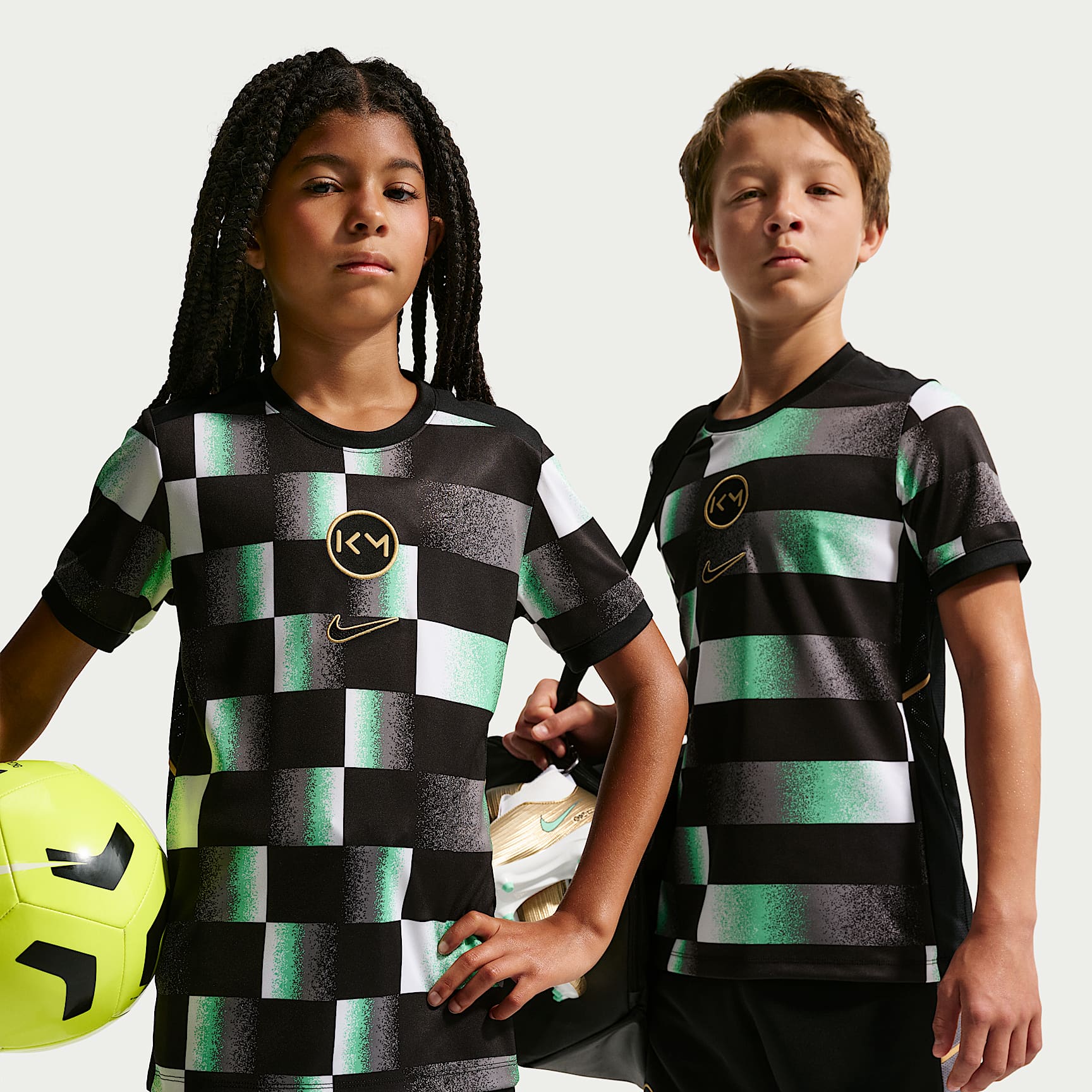 Kylian Mbappé Academy Big Kids' Dri-FIT Short-Sleeve Soccer Top